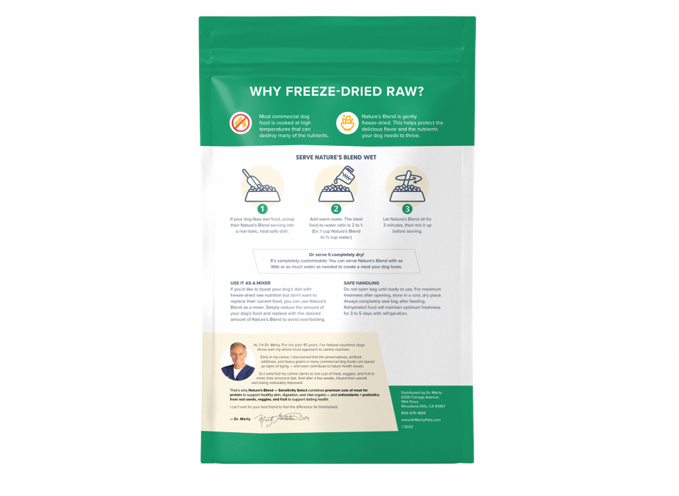 Dr Marty Natures Blend Sensitivity Select Freeze Dried Raw Dog Food for Sensitive Stomachs