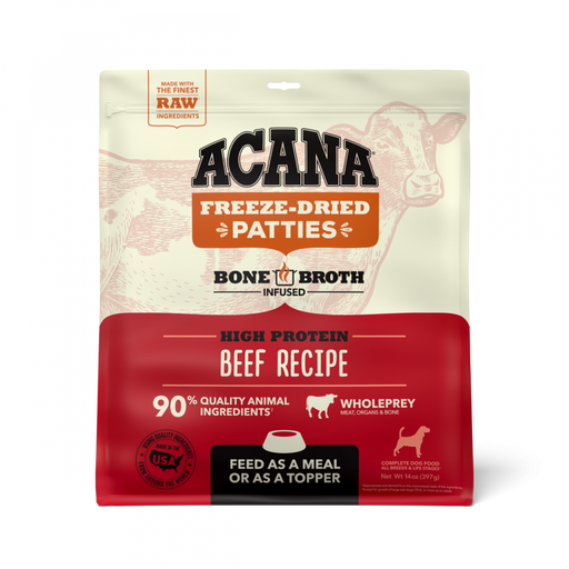 ACANA Freeze Dried Dog Food & Topper, Grain Free, High Protein,  Fresh & Raw Animal Ingredients, Ranch Raised Beef Recipe, Patties