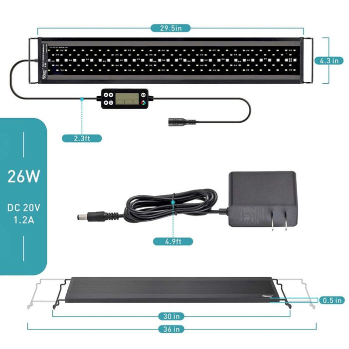 Hygger 24/7 Mode Auto On Off LED Aquarium Light - 42 Watts