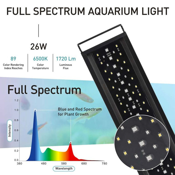 Hygger 24/7 Mode Auto On Off LED Aquarium Light - 42 Watts