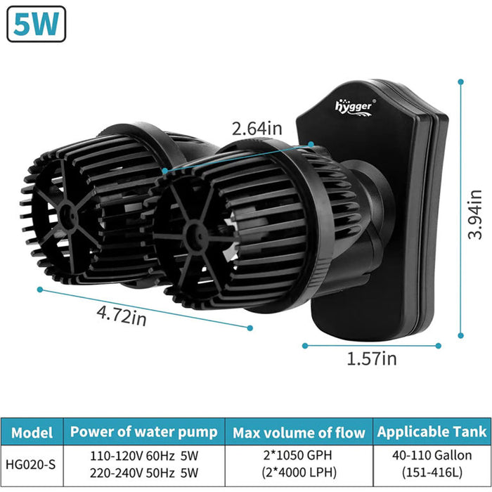 Hygger Double Head Aquarium Circulation Pump (Wave Maker) - 12 Watts