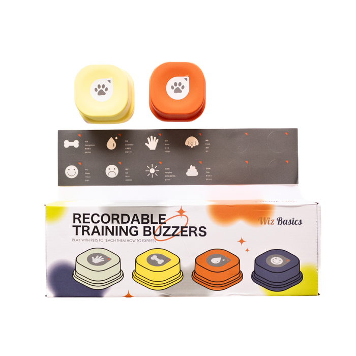 Wiz Basics Recordable Training Buttons for Dogs (Set of 4 With Mat)