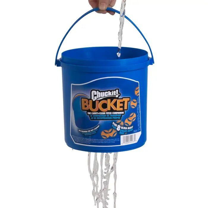 Chuckit! Ultra Ball Dog Toy with Cleaning Bucket - Pack of 8, Medium (2.5" Diameter) - 029695509339