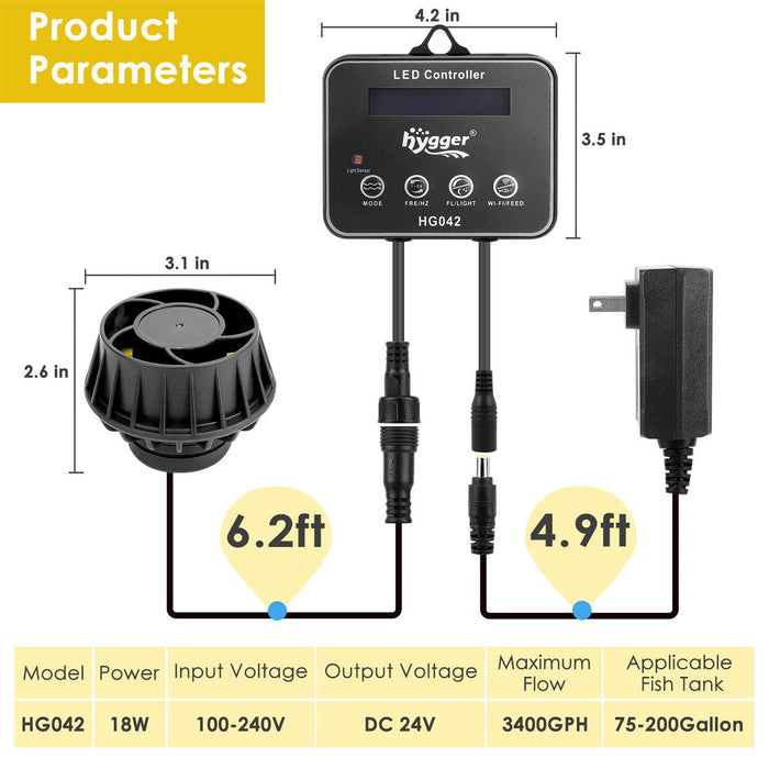 Hygger Aquarium Inverter Wavemaker Pump - 18 Watts