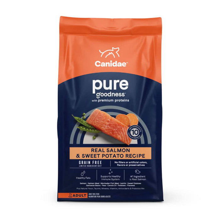 CANIDAE PURE Goodness Grain-Free LID Dry Dog Food Salmon & Sweet Potato 4lb