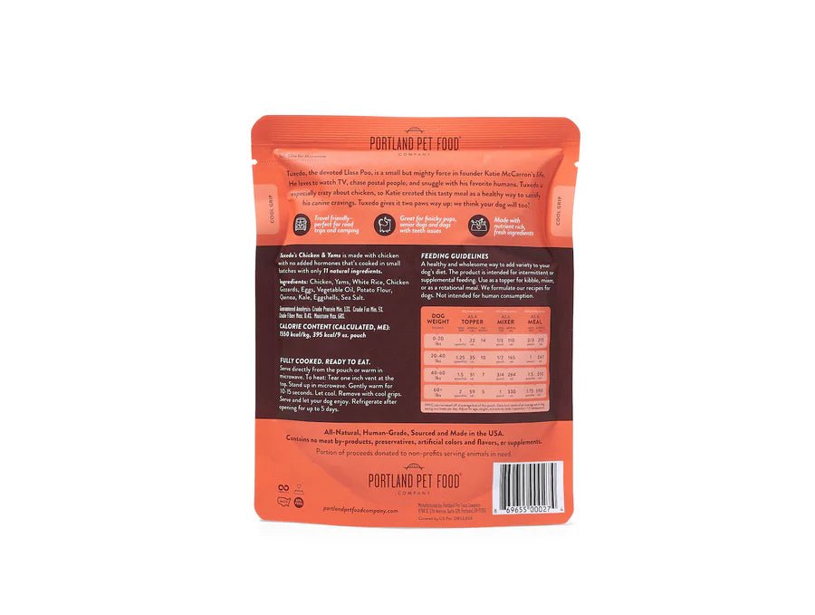 Portland Pet Food Tuxedo's Chicken & Yams Human-Grade Dog Meal Pouch - 9oz - 869655000274