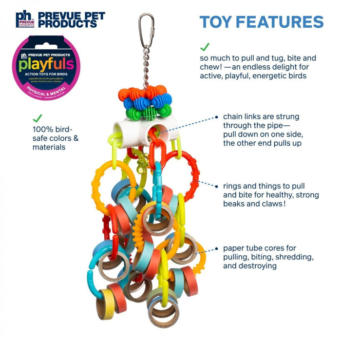 Prevue Pet Products Loops 'n Rings - Playfuls Physical and Mental Bird Toy - 048081602522