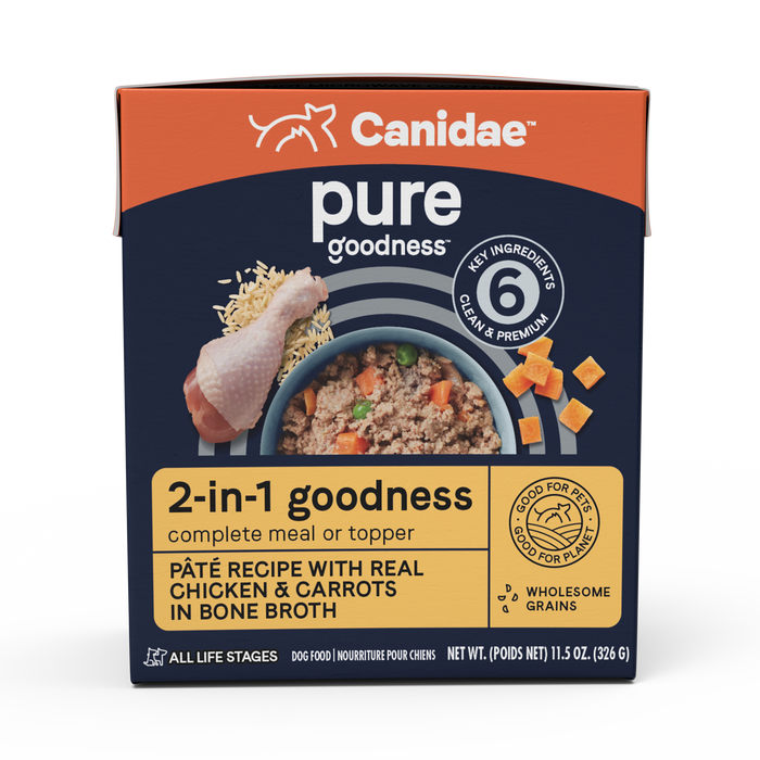 CANIDAE PURE goodness 2-in-1 Pate Dog Food/Topper Chicken & Carrots in Bone Broth 11.5oz