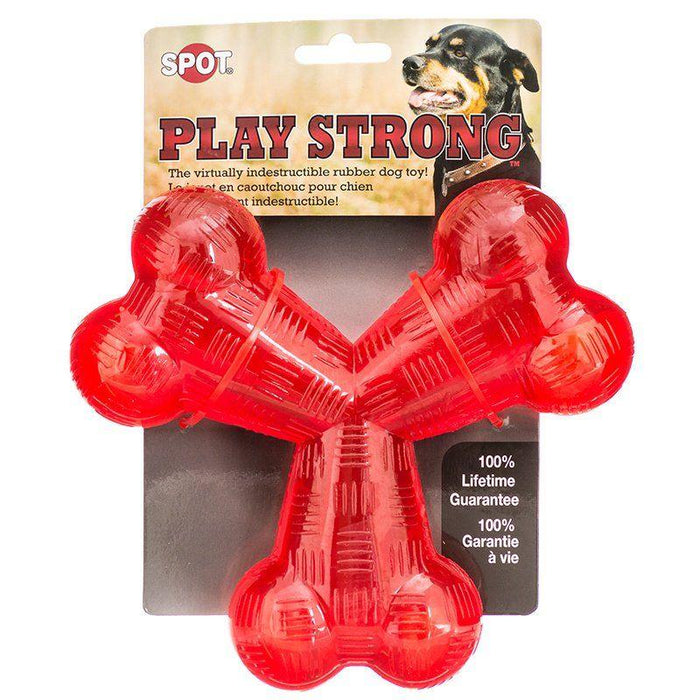 Spot Play Strong Rubber Trident Dog Toy - Red - shopanimalwiz.com