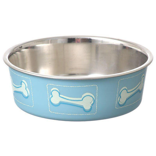 Loving Pets Stainless Steel & Coastal Blue Bella Bowl with Rubber Base - shopanimalwiz.com