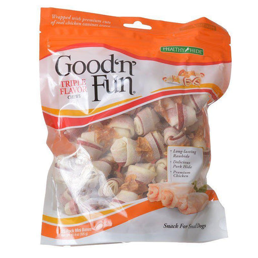 Healthy Hide Good 'n' Fun Triple-Flavor Bones - Beef, Pork & Chicken - shopanimalwiz.com