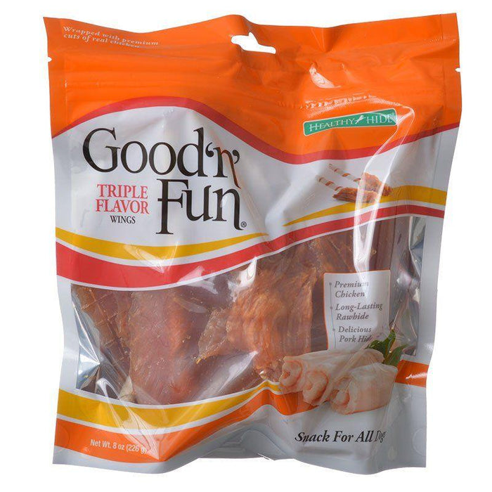 Healthy Hide Good 'n' Fun Triple-Flavor Wings - Chicken, Rawhide & Pork Hide - shopanimalwiz.com