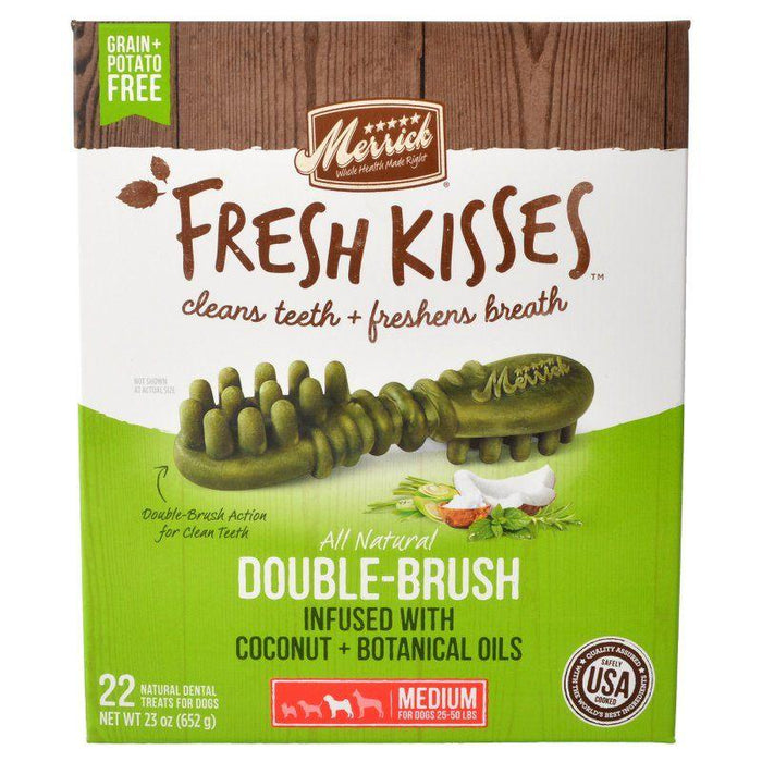 Merrick Fresh Kisses Coconut Oil Double-Brush Dental Treats - Medium - shopanimalwiz.com