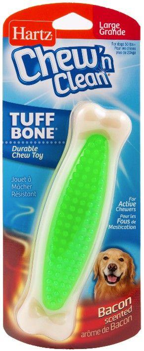 Hartz Chew N' Clean Tuff Bone Bacon Flavored Dog Toy Large - shopanimalwiz.com