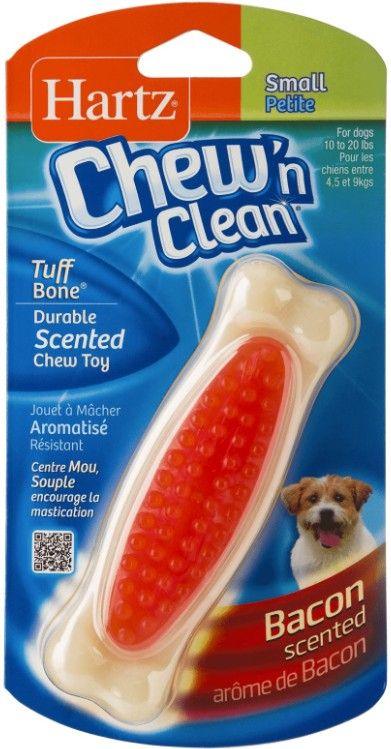 Hartz Chew N' Clean Tuff Bone Bacon Flavored Dog Toy Small - shopanimalwiz.com