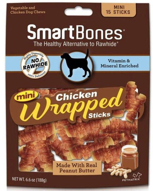 SmartBones Mini Chicken Wrapped Peanut Butter Sicks Rawhide Free Dog Chew - shopanimalwiz.com