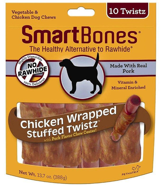 SmartBones Stuffed Twistz Vegetable and Chicken Wrapped Pork Rawhide Free Dog Chew - shopanimalwiz.com