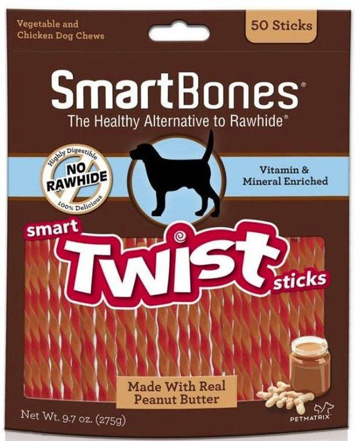 SmartBones Vegetable, Chicken and Peanut Butter Smart Twist Sticks Rawhide Free Dog Chew - shopanimalwiz.com