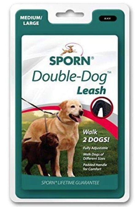 Sporn Double Dog Leash Fully Adjustable for Medium / Large Dogs Black - shopanimalwiz.com