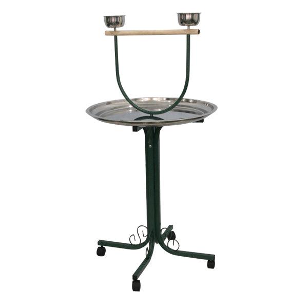 A&E Cage Company 28" T-Stand with Casters and Stainless Steel Dishes - 644472011487