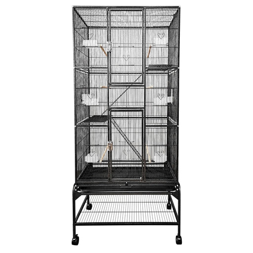 A&E Cage Company 32"x18" Multi-Level Flight Cage with Ladders - Black - 644472105278B2