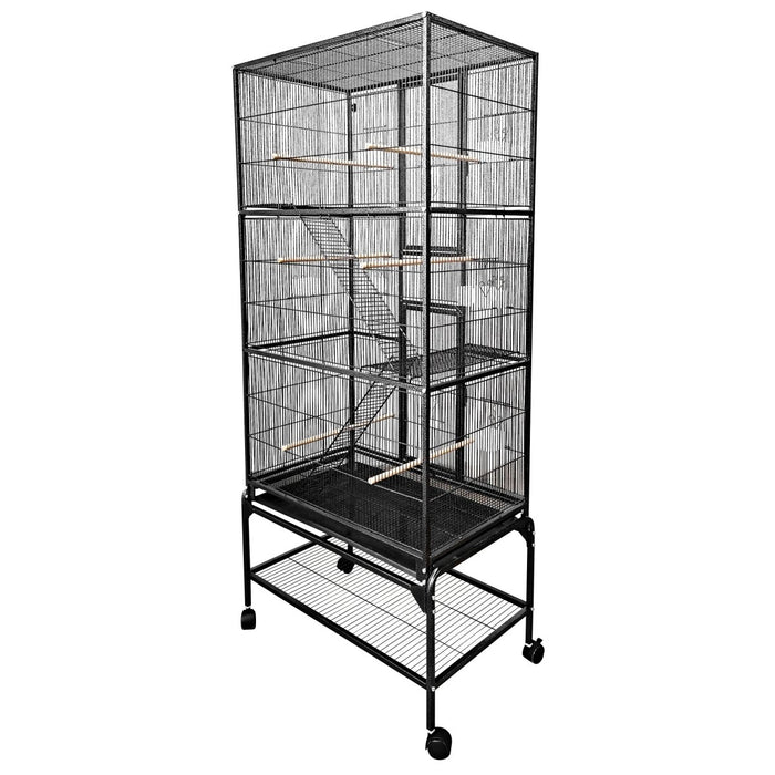 A&E Cage Company 32"x18" Multi-Level Flight Cage with Ladders - Black - 644472105278B2