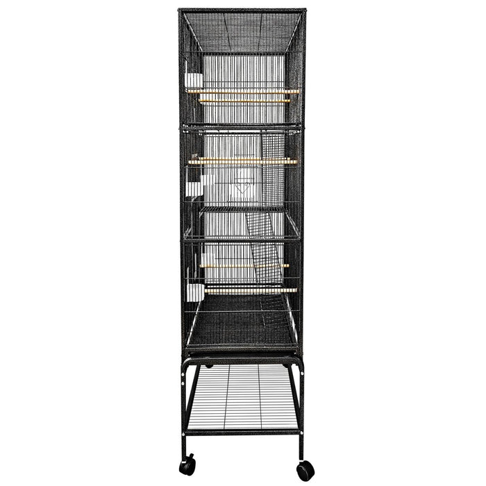 A&E Cage Company 32"x18" Multi-Level Flight Cage with Ladders - Black - 644472105278B2