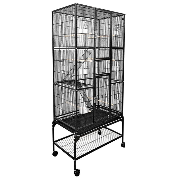 A&E Cage Company 32"x18" Multi-Level Flight Cage with Ladders - Black - 644472105278B2