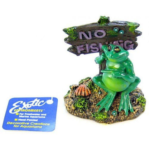 Blue Ribbon Pot Belly Frog No Fishing Sign Ornament - 030157003364