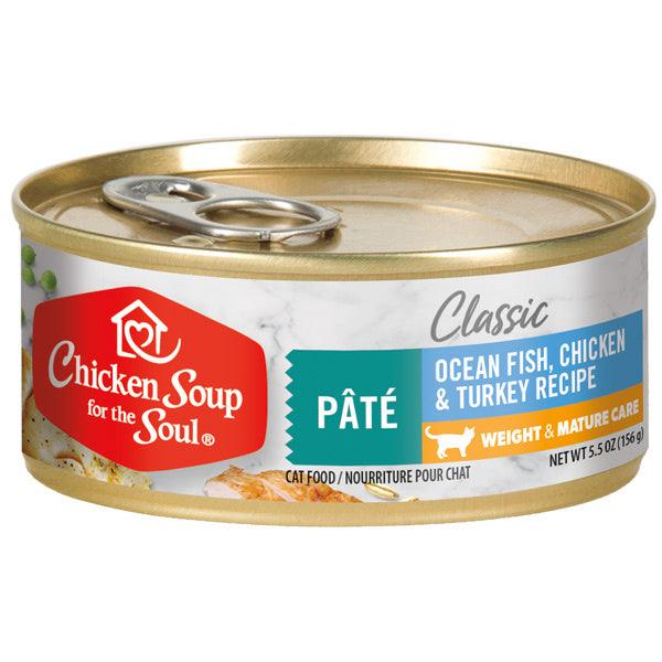 Chicken Soup For The Soul Weight & Mature Recipe with Ocean Fish, Chicken & Turkey Canned Cat Food - 819239012926