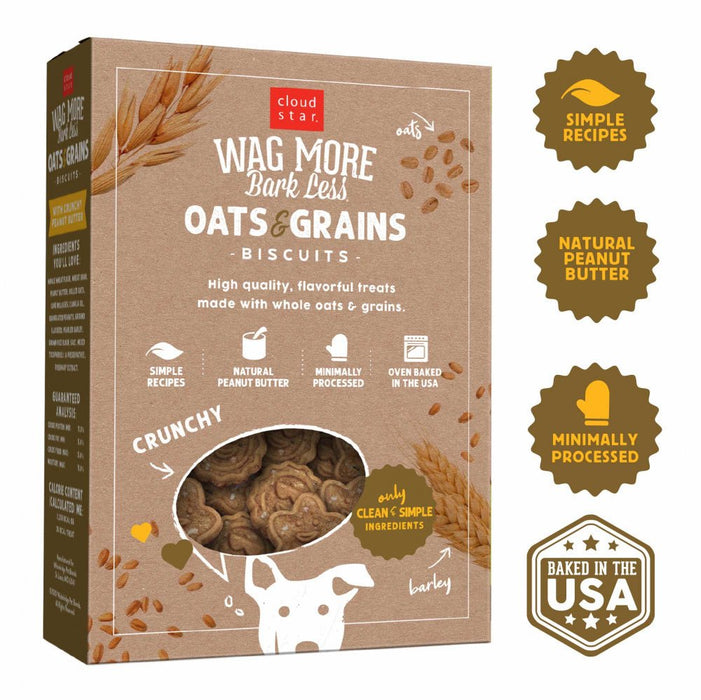 Cloud Star Wag More Bark Less Oats & Grains Crunchy Peanut Butter Dog Treats - 693804725004