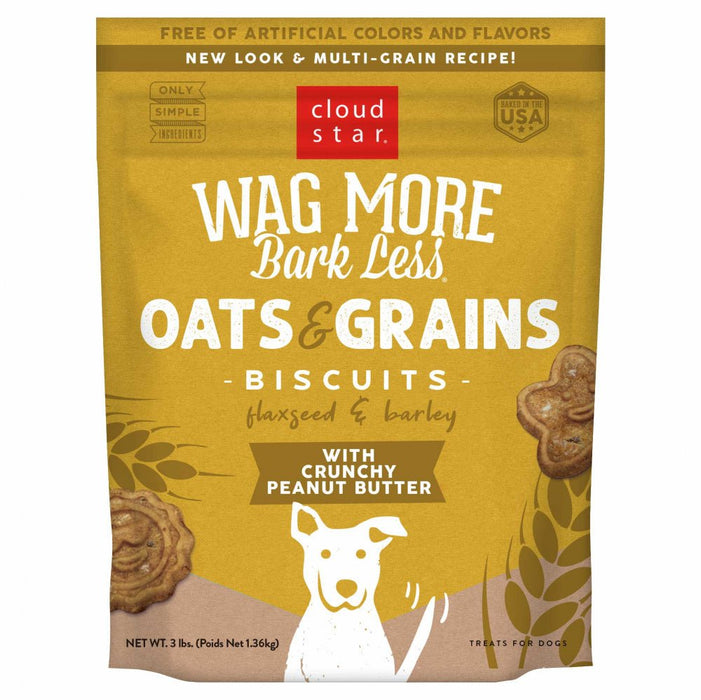 Cloud Star Wag More Bark Less Oats & Grains Crunchy Peanut Butter Dog Treats - 693804725004