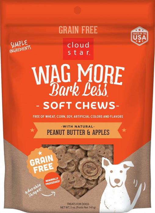 Cloud Star Wag More Bark Less Soft Chews Grain Free Peanut Butter & Apples Dog Treats - 693804765000