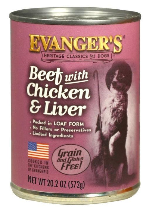 Evangers Classic Beef with Chicken And Liver Canned Dog Food - 077627111051