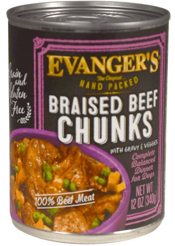 Evanger's Hand Packed Grain Free Braised Beef Chunks with Gravy Canned Dog Food - 077627211072