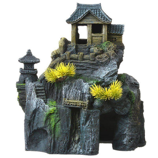 Exotic Environments Asian Cottage House with Bonsai Aquarium Ornament - 030157018412