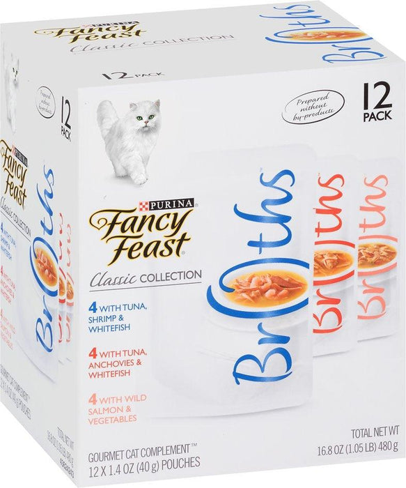 Fancy Feast Classic Collection Broths Variety Pack Supplemental Cat Food Pouches - 00050000960484