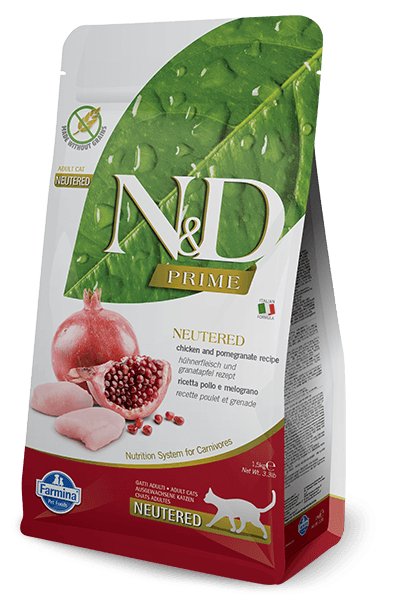 Farmina Prime N&D Natural & Delicious Grain Free Chicken & Pomegranate Neutered Adult Dry Cat Food - 8010276032690