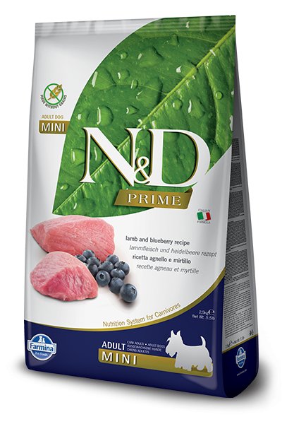 Farmina Prime N&D Natural & Delicious Grain Free Mini Adult Lamb & Blueberry Dry Dog Food - 8010276021816