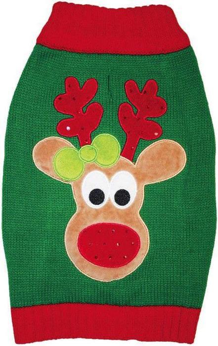 Fashion Pet Green Reindeer Dog Sweater - 660204024600