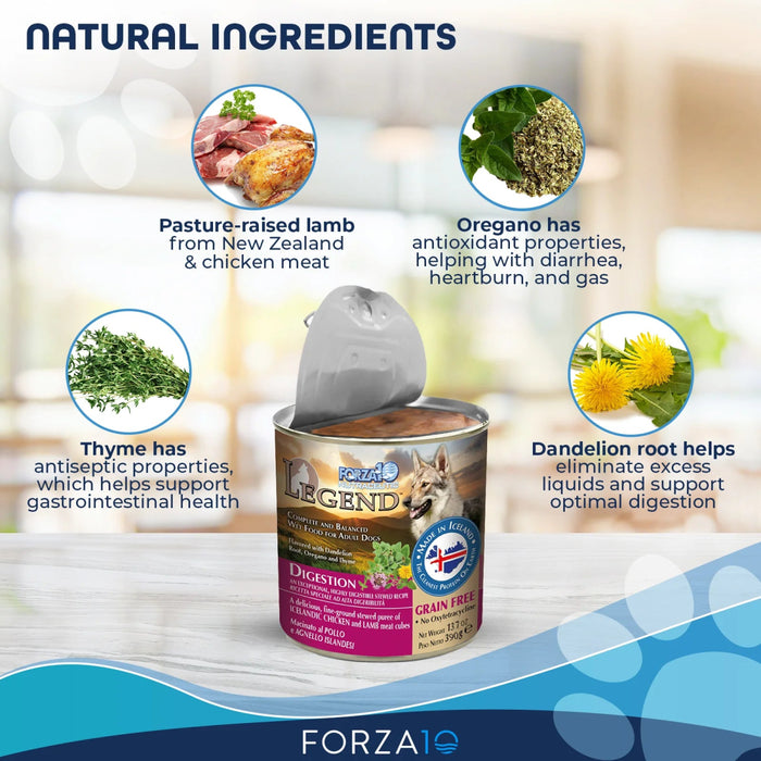 Forza10 Nutraceutic Legend Digestion Icelandic Chicken & Lamb Recipe Grain-Free Canned Dog Food - 8020245712447