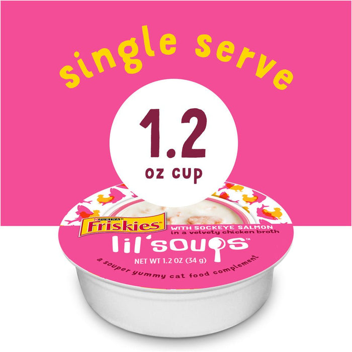 Friskies Natural Grain-Free Lil' Soups With Sockeye Salmon In Chicken Broth Cat Food Compliment - 00050000171910