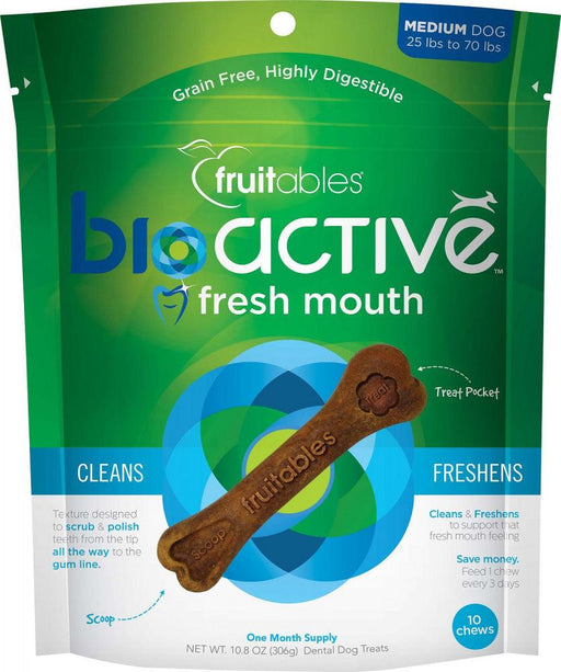 Fruitables BioActive Fresh Mouth Grain Free Dental Chews for Dogs - 895352002952