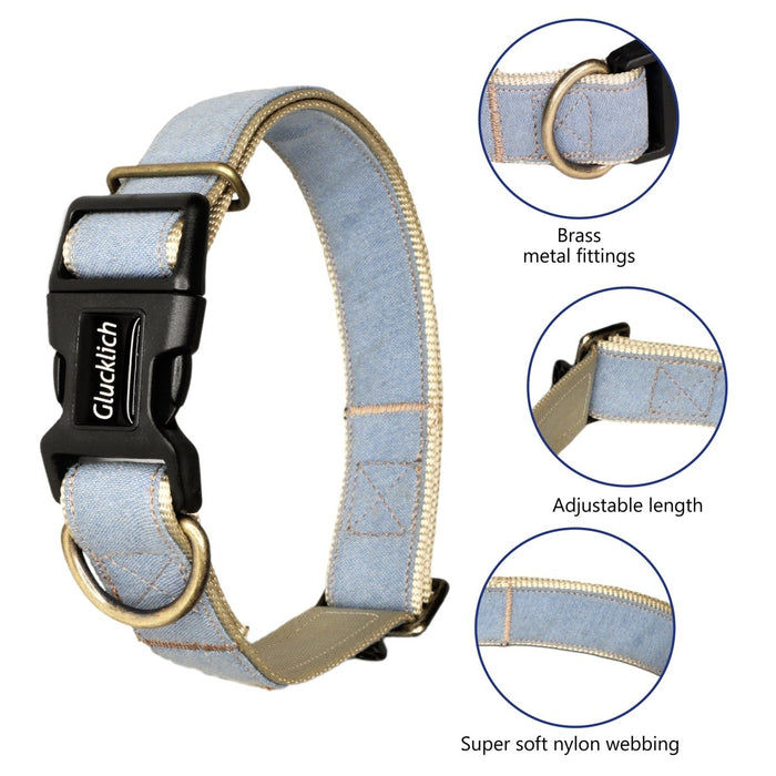 Glucklich Denim Adjustable Dog Collar - 8903523715661