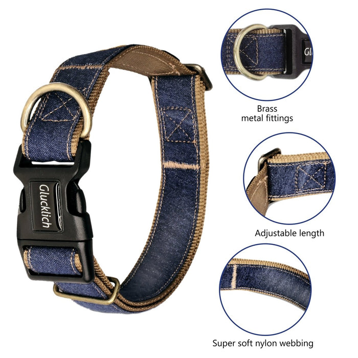 Glucklich Denim Adjustable Dog Collar - 8903523715647