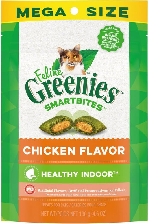 Greenies Feline SmartBites Healthy Indoor Natural Chicken Flavor Soft & Crunchy Adult Cat Treats - 642863101397