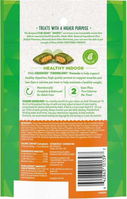 Greenies Feline SmartBites Healthy Indoor Natural Chicken Flavor Soft & Crunchy Adult Cat Treats - 642863101397