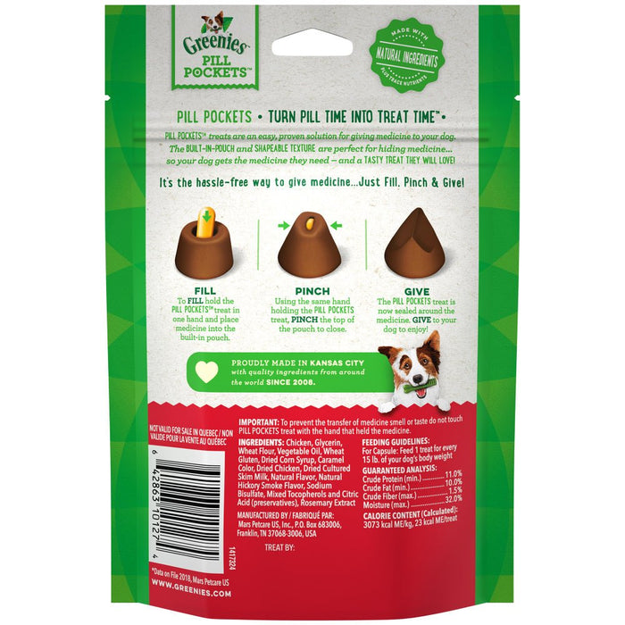 Greenies Pill Pockets Canine Hickory Smoke Flavor Dog Treats - 642863101250