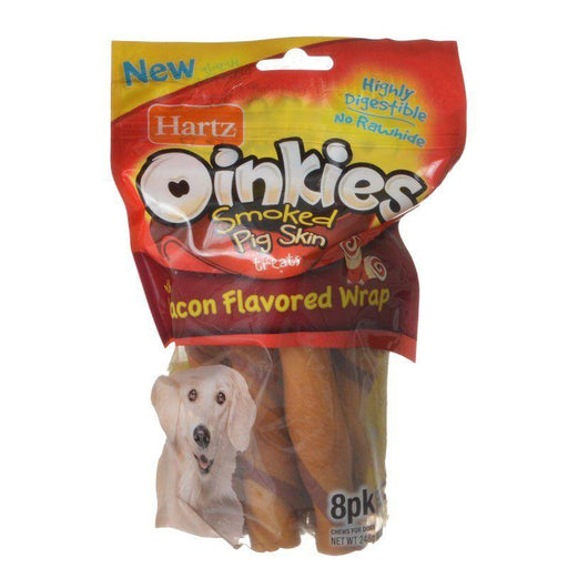 Hartz Oinkies Pig Skin Twists with Bacon Flavored Wrap - 032700153762