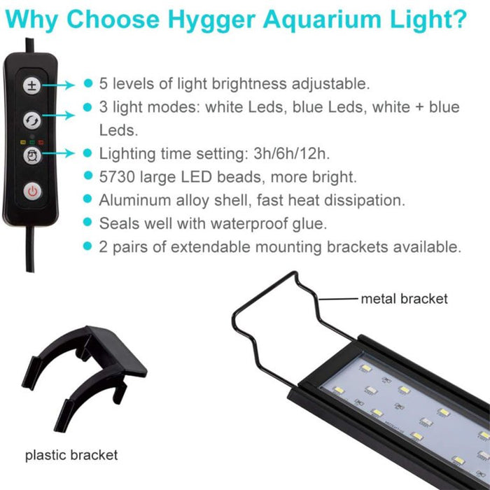 Hygger Full Spectrum White Blue Red LED Aquarium Light - 20 Watts - 6976286980883